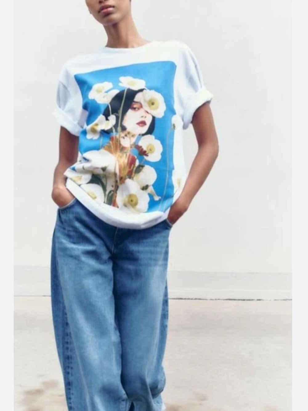Zara White Crewneck Tee